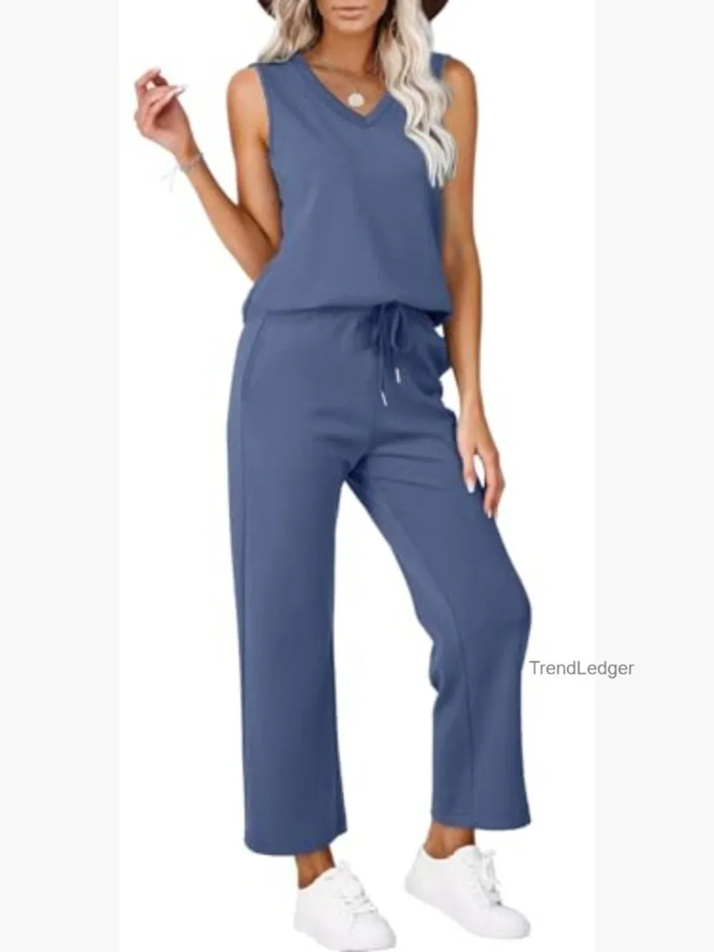 Two Piece Set for Women Summer Vacation Lounge V Neck Matching Sets